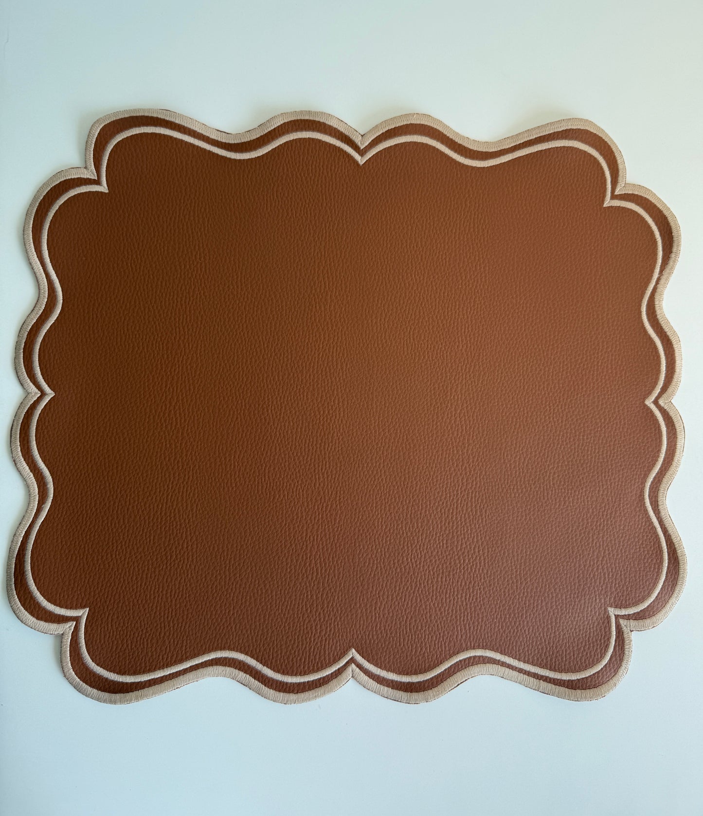 Two-Sided Brown and Beige Table Mat Synthetic Leather