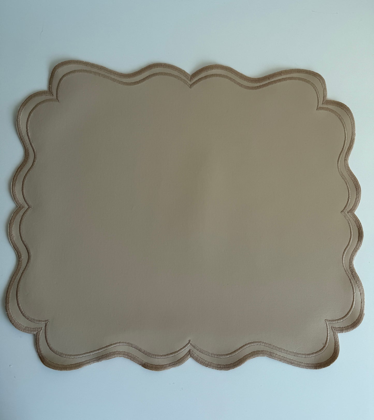 Two-Sided Brown and Beige Table Mat Synthetic Leather