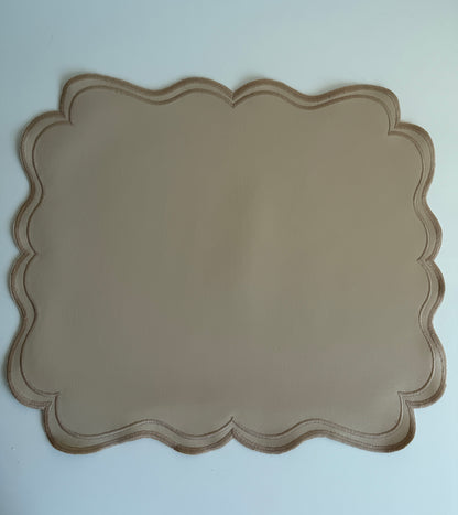 Two-Sided Brown and Beige Table Mat Synthetic Leather