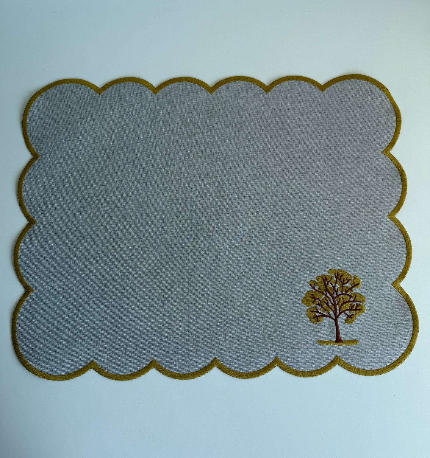 Two-Sided Table Mat with Tree Embroidery