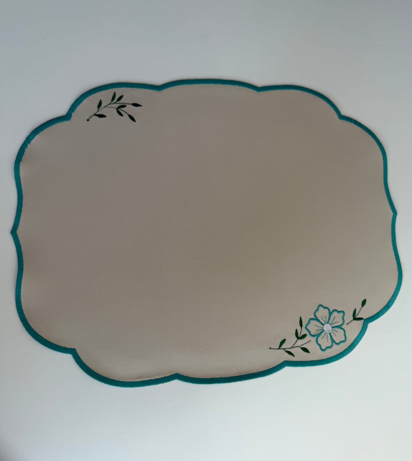 Two-Sided Table Mat with Floral Embroidery