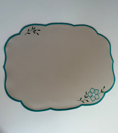 Two-Sided Table Mat with Floral Embroidery