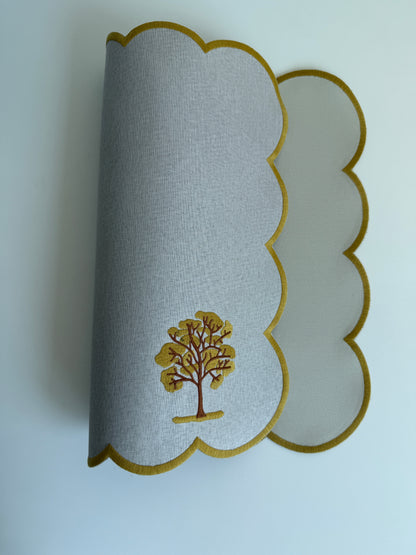 Two-Sided Table Mat with Tree Embroidery