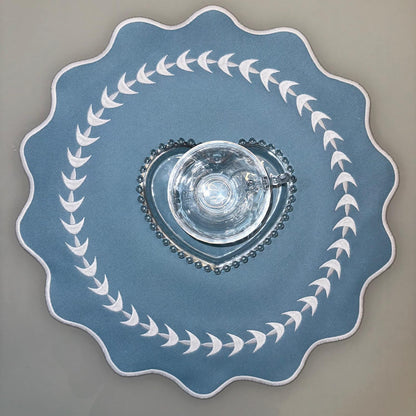 Round Placemat with Floral Embroidery