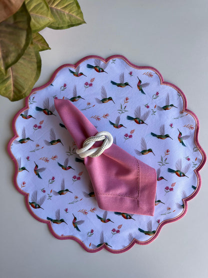 Round Placemat with Bird Print