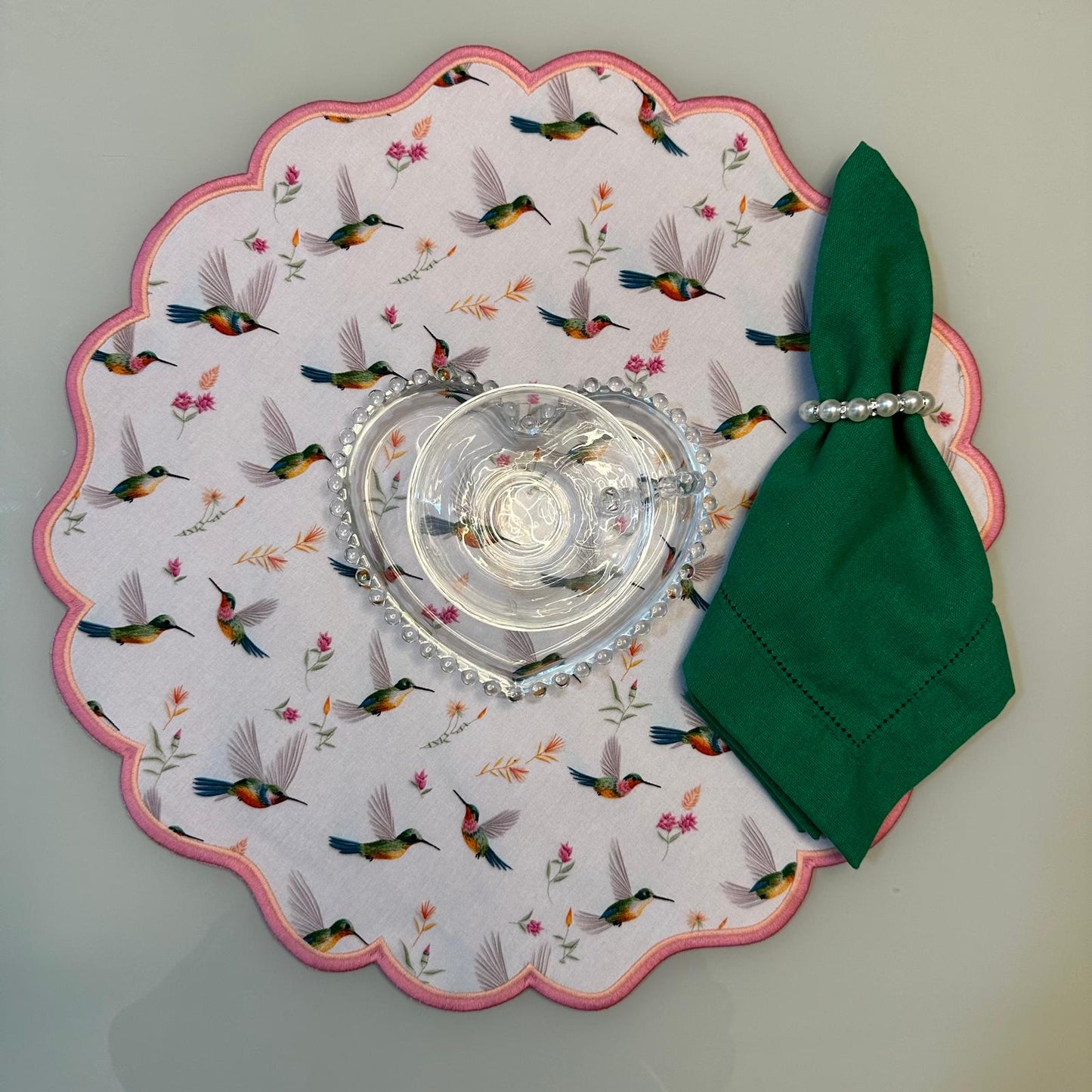 Round Placemat with Bird Print