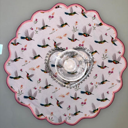 Round Placemat with Bird Print