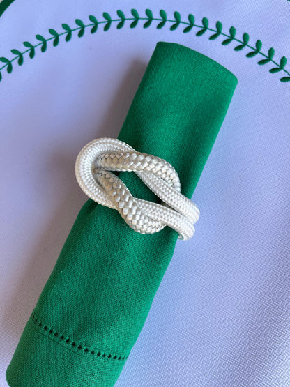 Round Placemat with Green Branch Embroidery