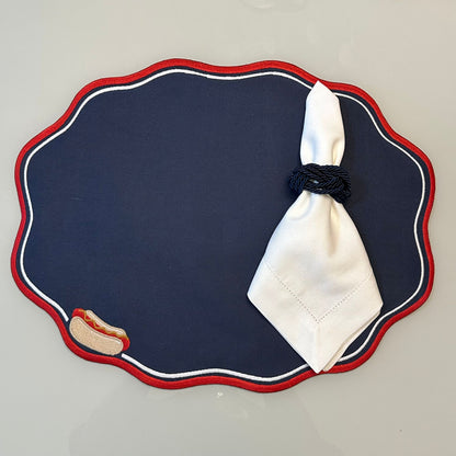 Hot dog Navy Reversible Placemat