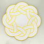 Round Placemat with Interlaced Design and Yellow Details