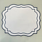 White Fabric Placemat with Navy Blue Details