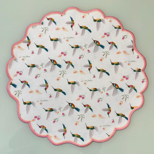 Round Placemat with Bird Print